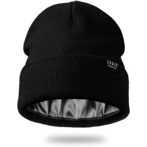 🆕 Women Black Winter Beanie Hats Unisex Cotton Knitted Cuffed Slouchy Skull Cap